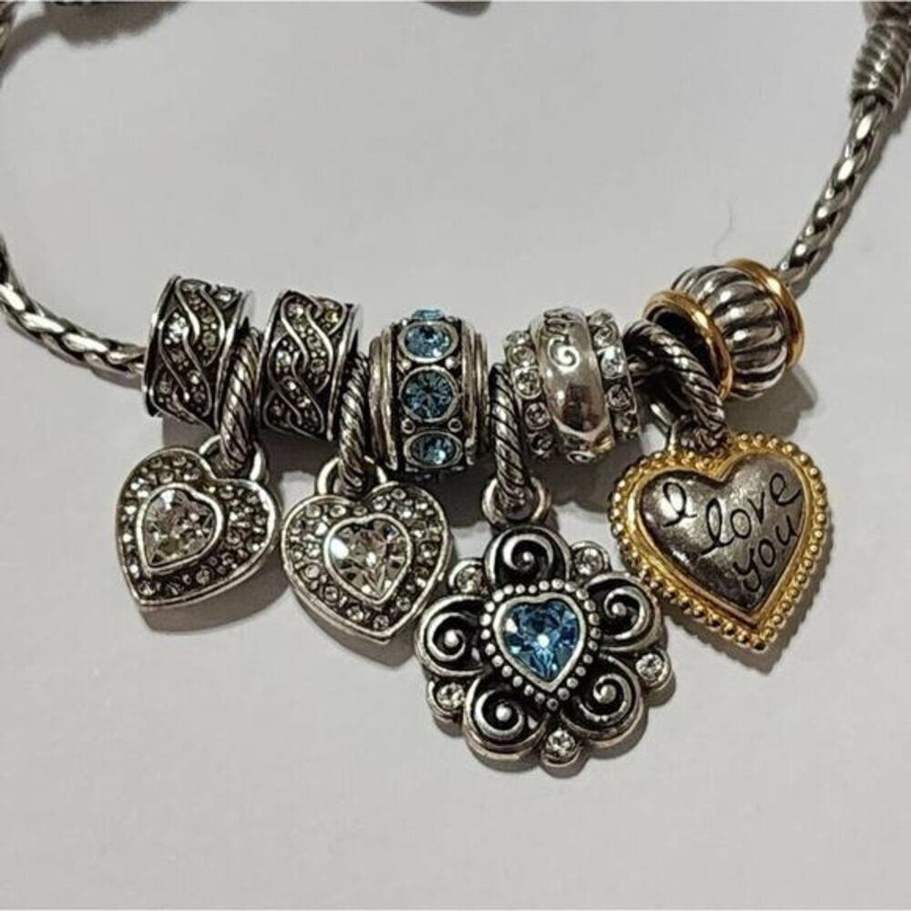 Brighton love heart birthstone blue‎ September Silver Gold Pl charm bracelet - Picture 2 of 9